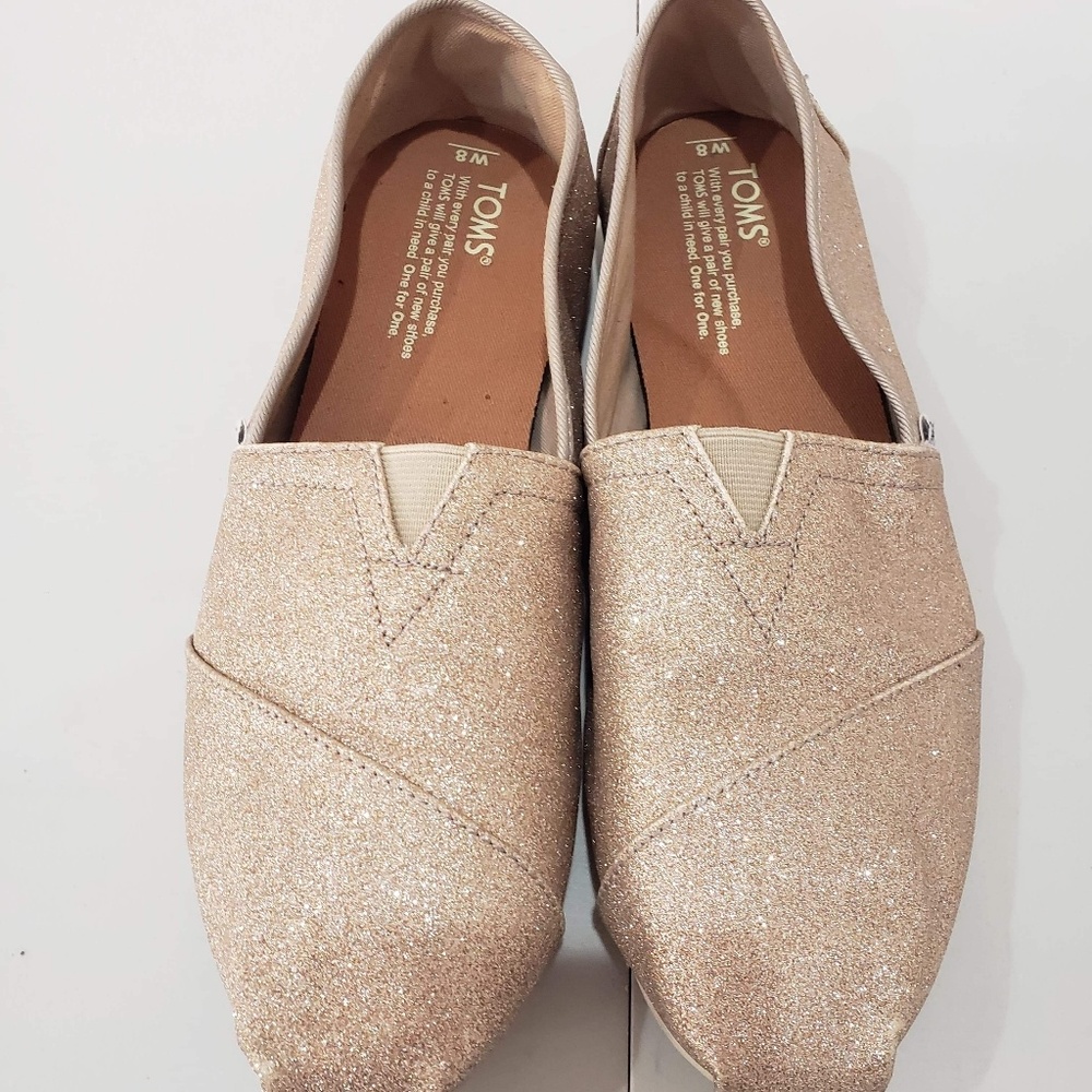 Women's rose gold glitter Toms